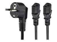 StarTech.com 2m (6ft) Computer Power Cord, 18AWG, EU Schuko to 2x C13 Power Cord, 10A 250V, Black Replacement AC Cord, TV/Monitor Power Cable, Schuko CEE 7/7 to IEC 60320 2x C13 Power Cord - PC Power Supply Cable - Strömkabel - power CEE 7/7 (hane) till power IEC 60320 C13 - AC 250 V - 10 A - 2 m - svart PXT101YEU2M