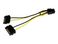 StarTech.com 6in SATA Power to 6 Pin PCI Express Video Card Power Cable Adapter - SATA to 6 pin PCIe power - Strömkabel - SATA-ström (hane) till 6-stifts PCIe-ström (hane) - 15 cm SATPCIEXADAP
