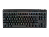 Logitech G PRO X - Tangentbord - utan numerisk knappsats - bakgrundsbelyst - trådlös - 2.4 GHz, Bluetooth - tangentbrytare: GX Red Linear - svart 920-012422