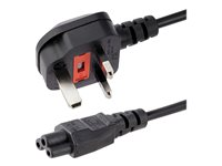 StarTech.com 2 m brittisk strömkabel för bärbara datorer, BS 1363 till C5 (Clover Leaf), 2,5 A 250 V, 18AWG, brittisk ersättningsnätsladd för bärbara datorer, nätsladd för skrivare, laddarkabel för bärbara datorer, strömförsörjningskabel för bärbara datorer - Strömkabel - IEC 60320 C5 till BS 1363 (hane) - AC 250 V - 2 m - formpressad - svart PXTNB3SUK2M
